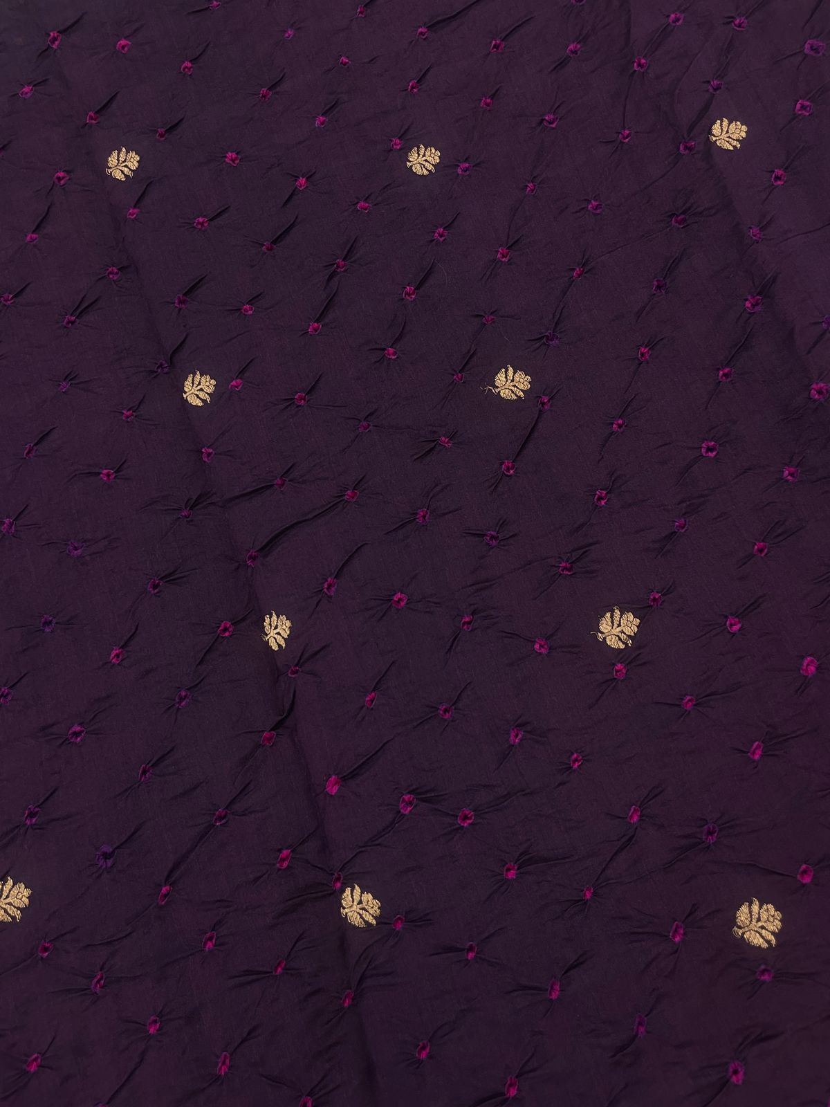 Pure Silk Zari Butti With Hand Bandhni (Color Available)