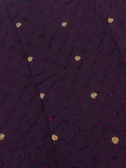 Pure Silk Zari Butti With Hand Bandhni (Color Available)