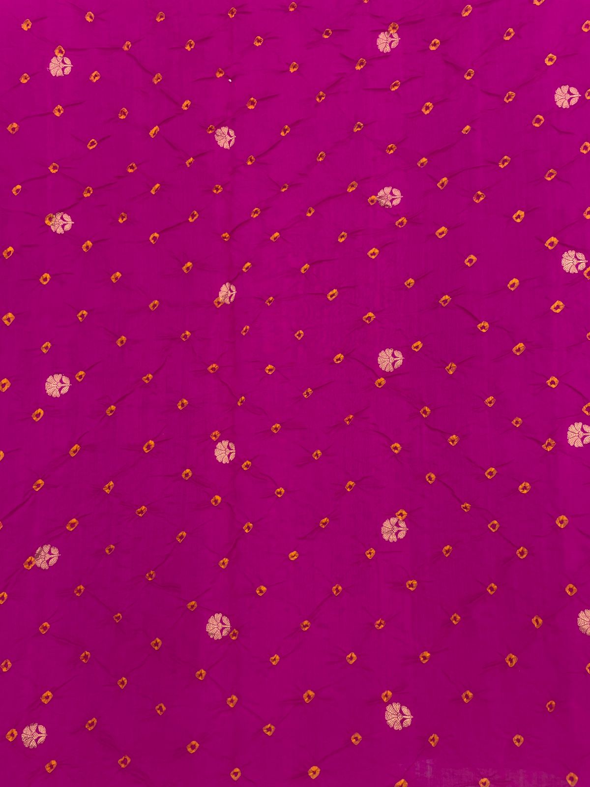 Pure Silk Zari Butti With Hand Bandhni (Color Available)