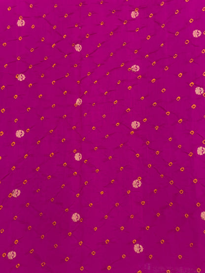 Pure Silk Zari Butti With Hand Bandhni (Color Available)