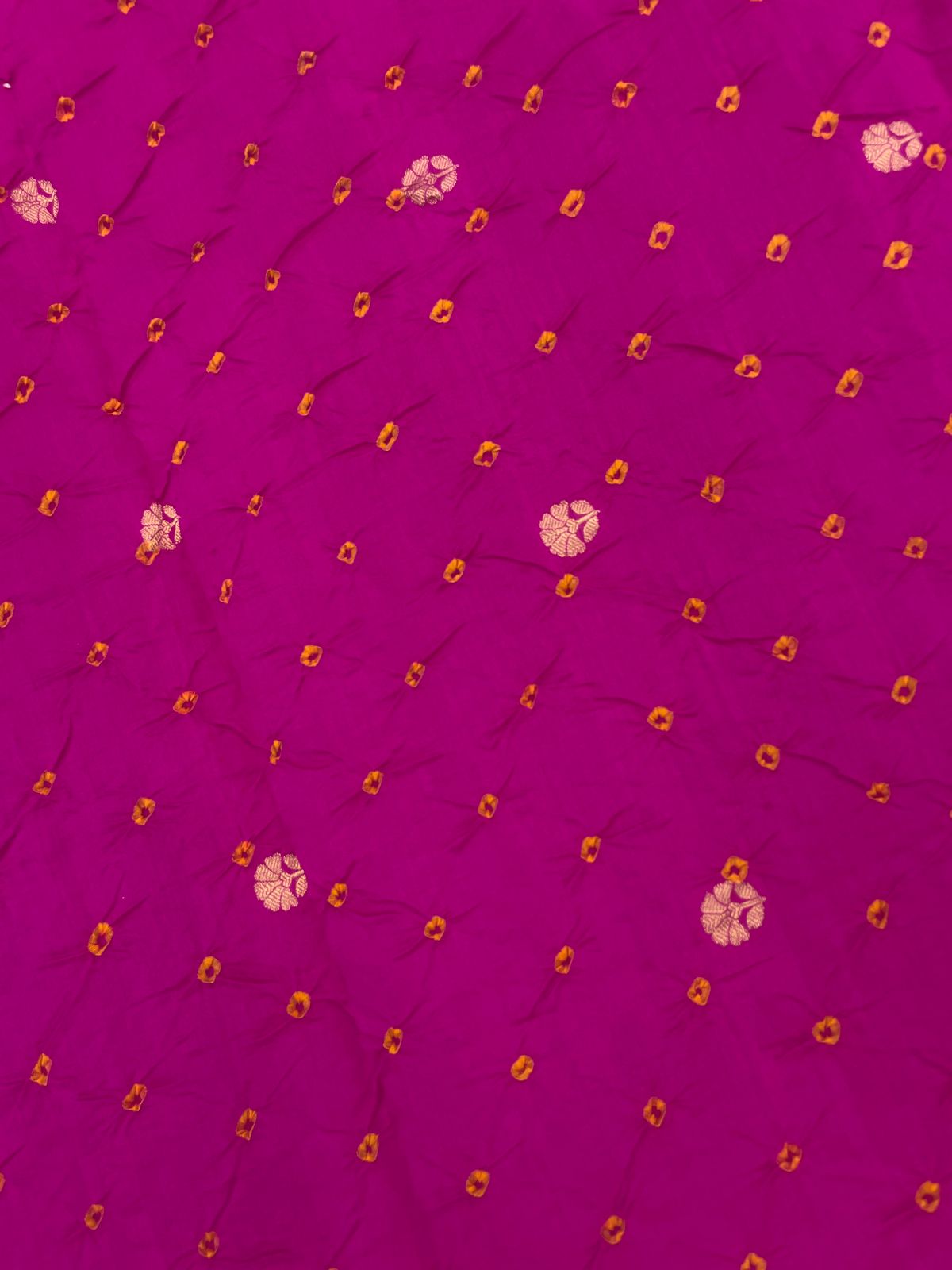 Pure Silk Zari Butti With Hand Bandhni (Color Available)