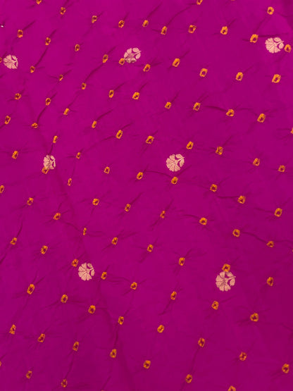Pure Silk Zari Butti With Hand Bandhni (Color Available)