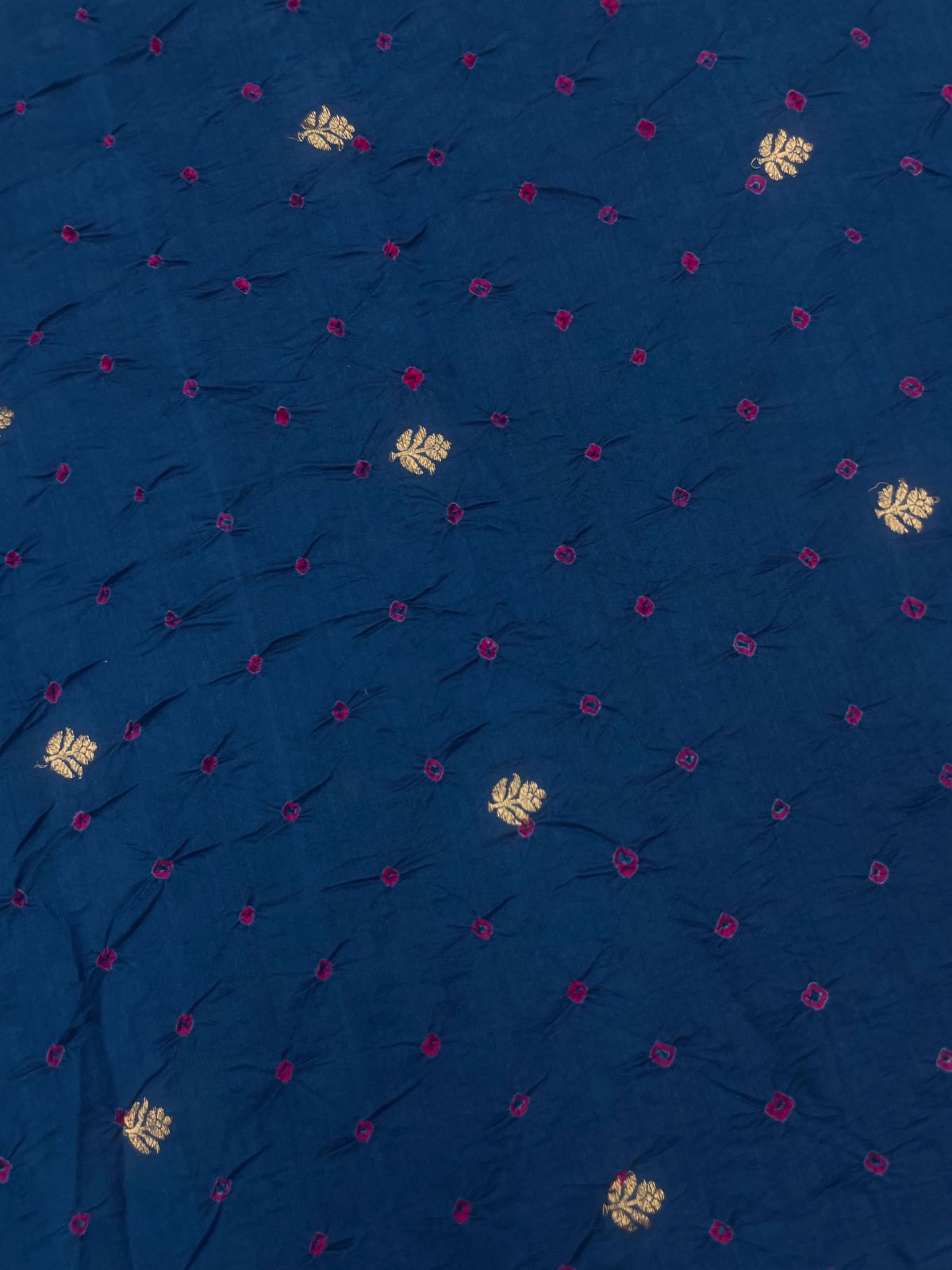 Pure Silk Zari Butti With Hand Bandhni (Color Available)