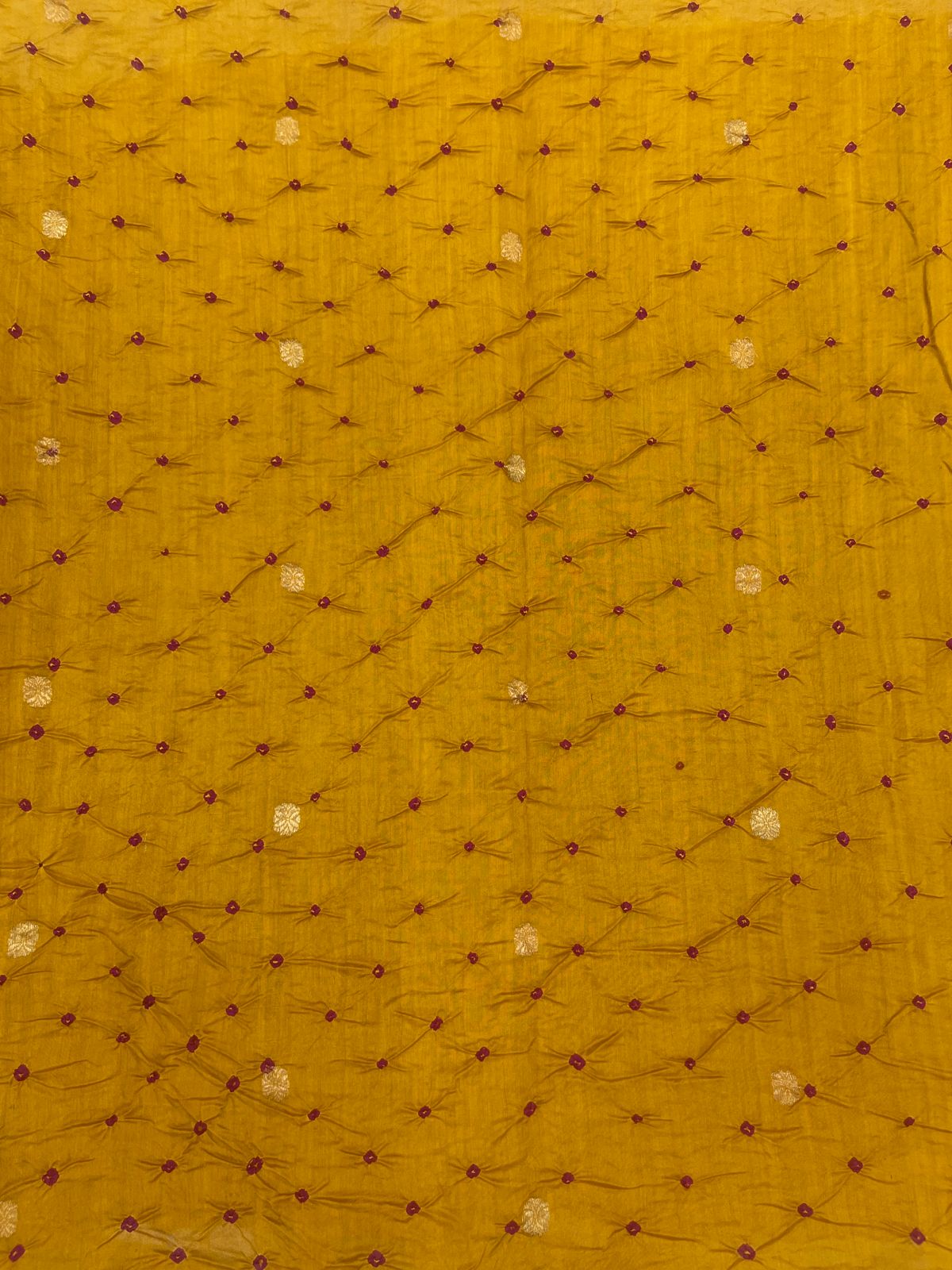 Pure Silk Zari Butti With Hand Bandhni (Color Available)