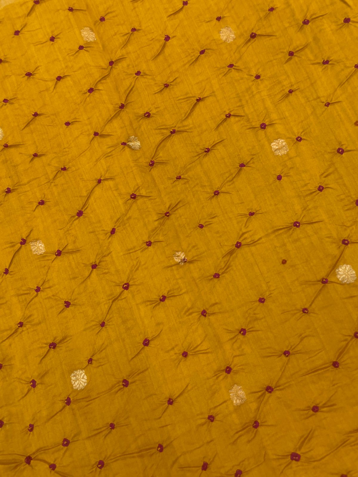 Pure Silk Zari Butti With Hand Bandhni (Color Available)