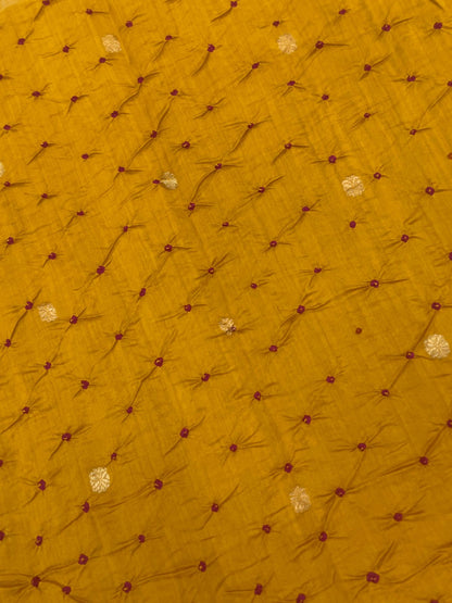 Pure Silk Zari Butti With Hand Bandhni (Color Available)