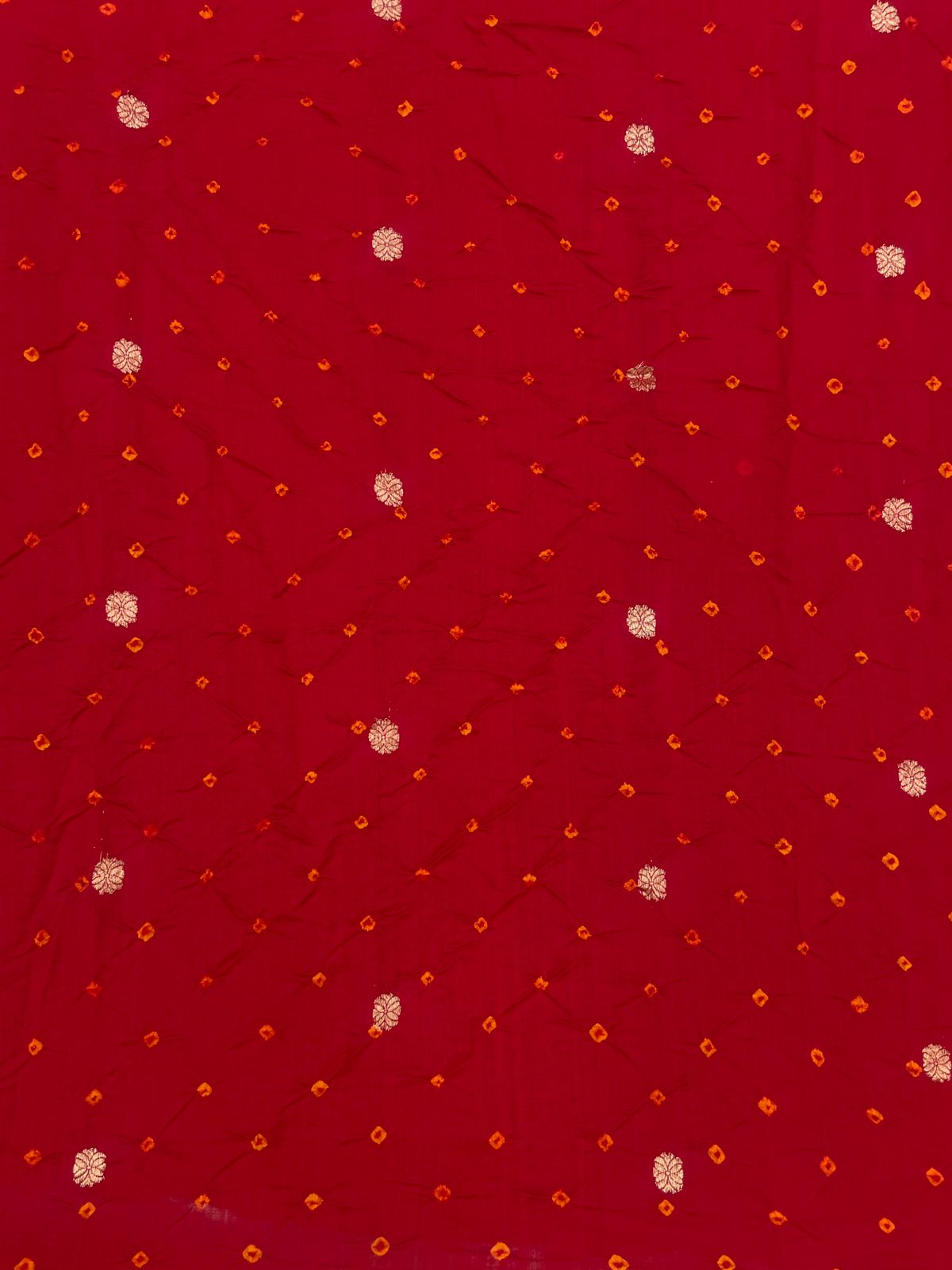 Pure Silk Zari Butti With Hand Bandhni (Color Available)