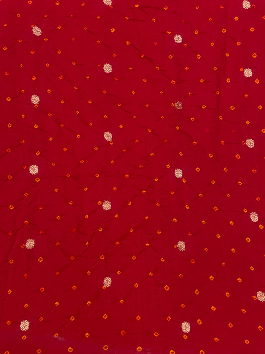 Pure Silk Zari Butti With Hand Bandhni (Color Available)
