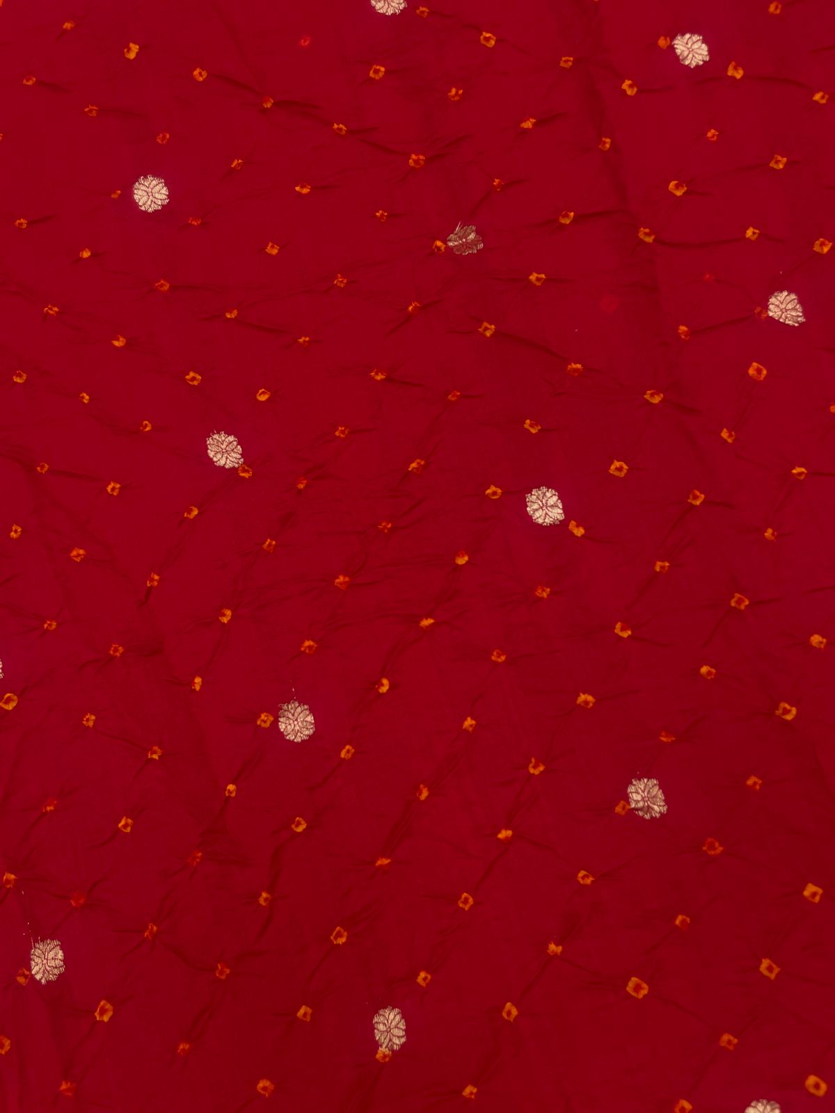 Pure Silk Zari Butti With Hand Bandhni (Color Available)