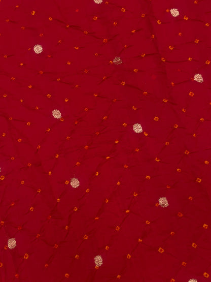 Pure Silk Zari Butti With Hand Bandhni (Color Available)