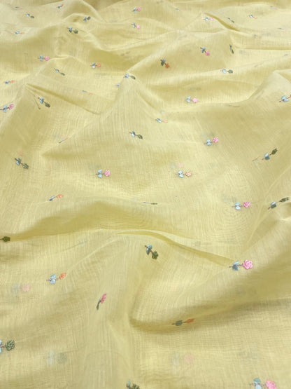 Pure Chanderi Embroidery (Color Available) 44"Inch