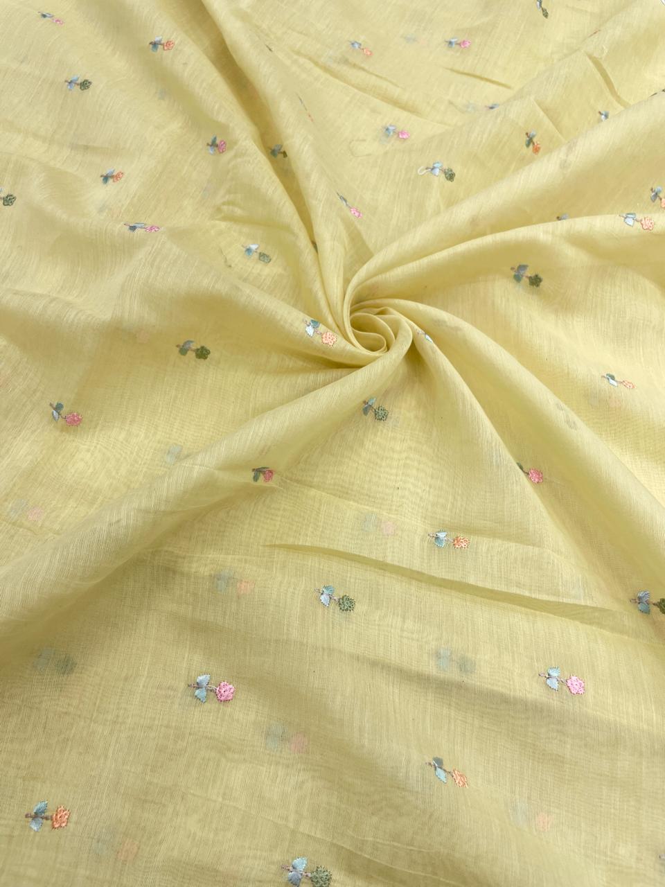 Pure Chanderi Embroidery (Color Available) 44"Inch