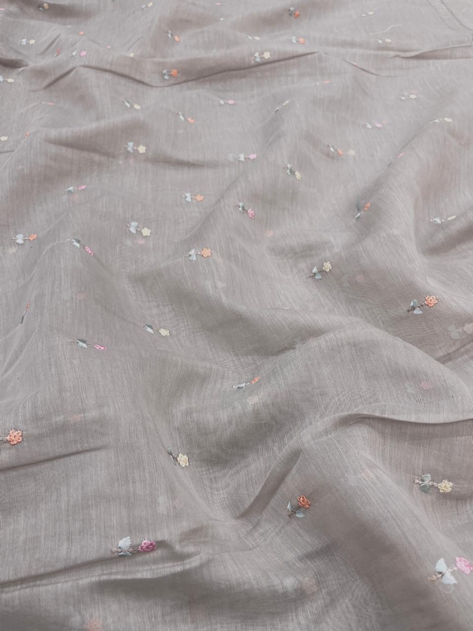 Pure Chanderi Embroidery (Color Available) 44"Inch