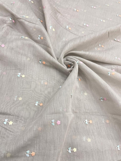 Pure Chanderi Embroidery (Color Available) 44"Inch