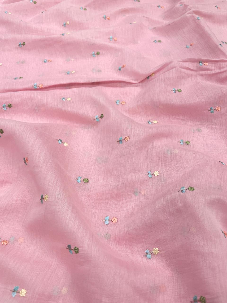 Pure Chanderi Embroidery (Color Available) 44"Inch