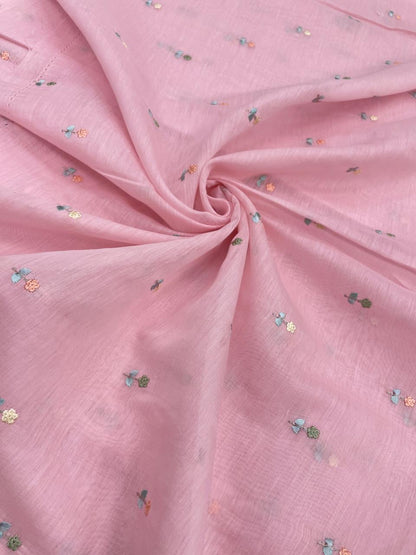 Pure Chanderi Embroidery (Color Available) 44"Inch