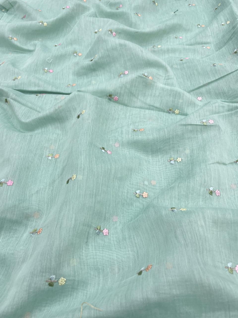 Pure Chanderi Embroidery (Color Available) 44"Inch