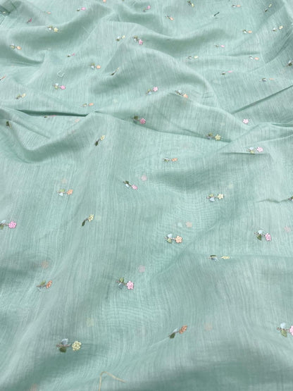 Pure Chanderi Embroidery (Color Available) 44"Inch