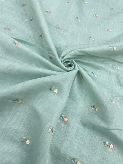 Pure Chanderi Embroidery (Color Available) 44"Inch