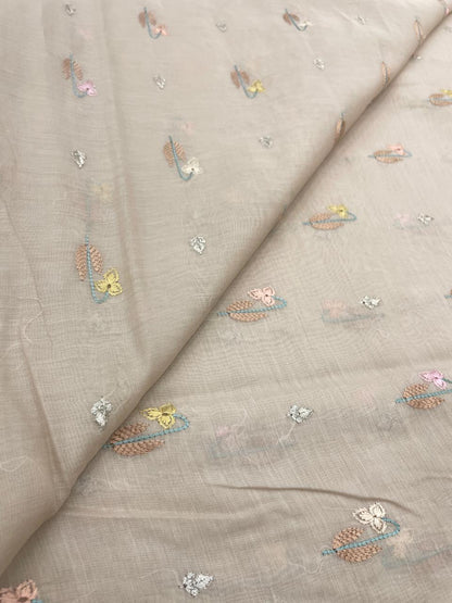 Pure Chanderi Embroidery (Color Available) 44"Inch