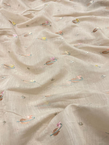 Pure Chanderi Embroidery (Color Available) 44"Inch