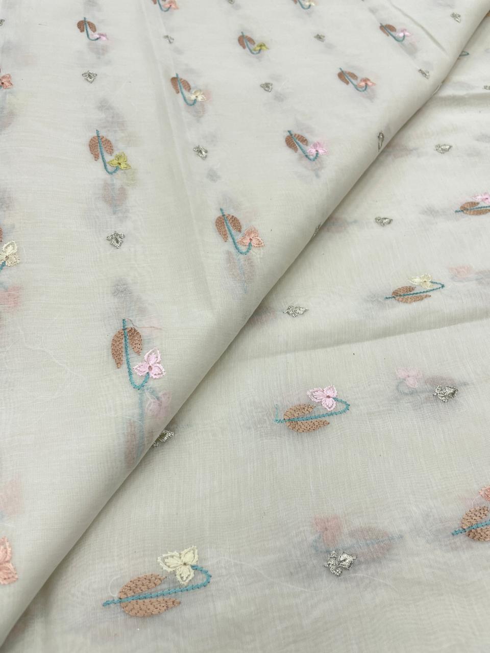 Pure Chanderi Embroidery (Color Available) 44"Inch