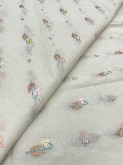 Pure Chanderi Embroidery (Color Available) 44"Inch