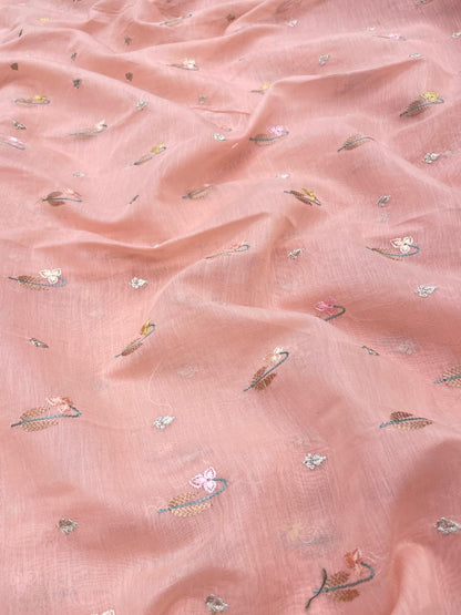 Pure Chanderi Embroidery (Color Available) 44"Inch