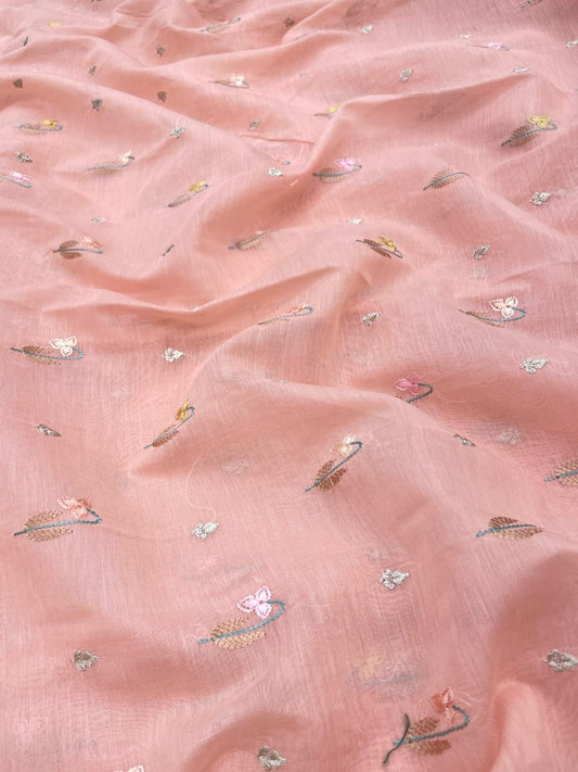 Pure Chanderi Embroidery (Color Available) 44"Inch