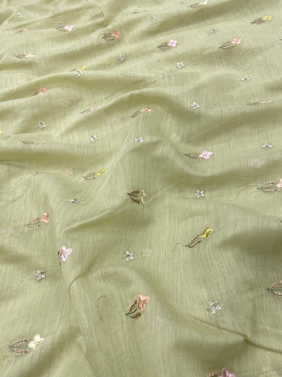 Pure Chanderi Embroidery (Color Available) 44"Inch