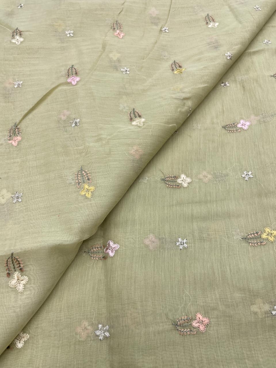 Pure Chanderi Embroidery (Color Available) 44"Inch