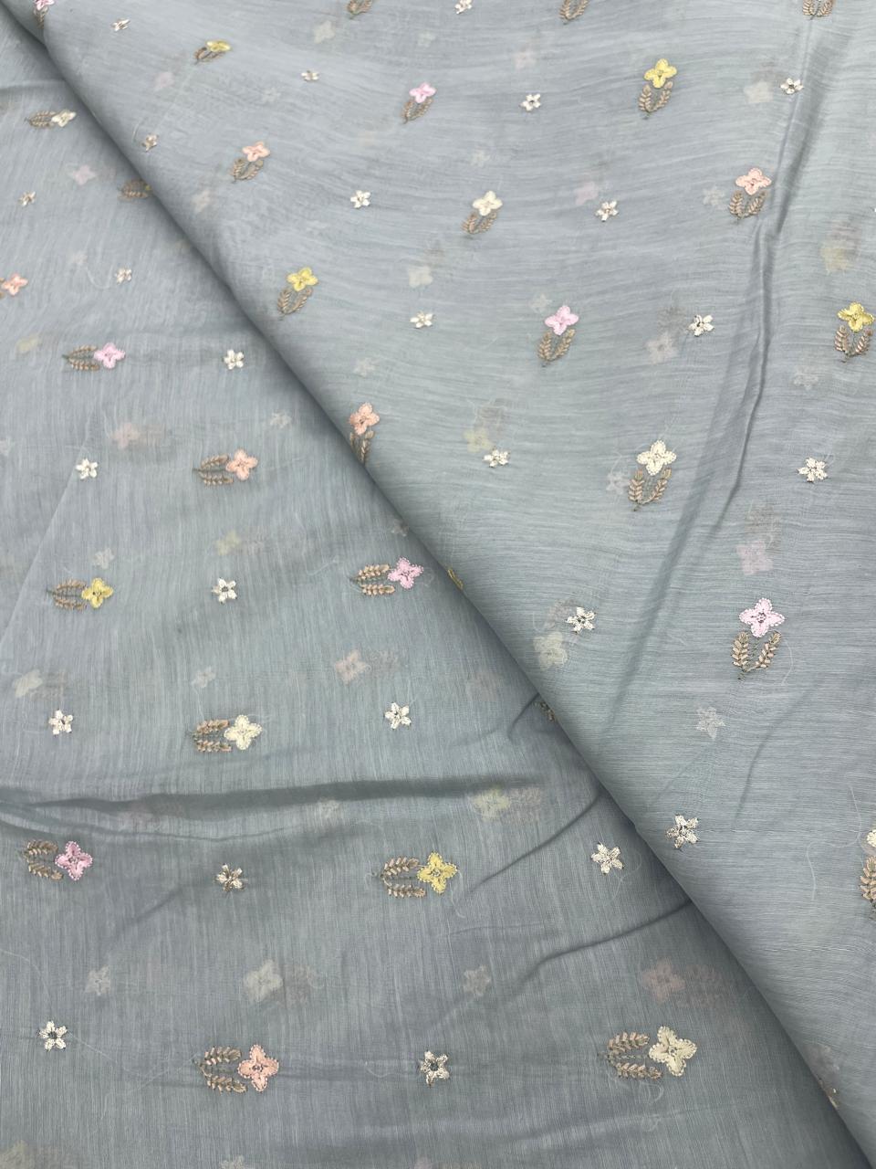 Pure Chanderi Embroidery (Color Available) 44"Inch