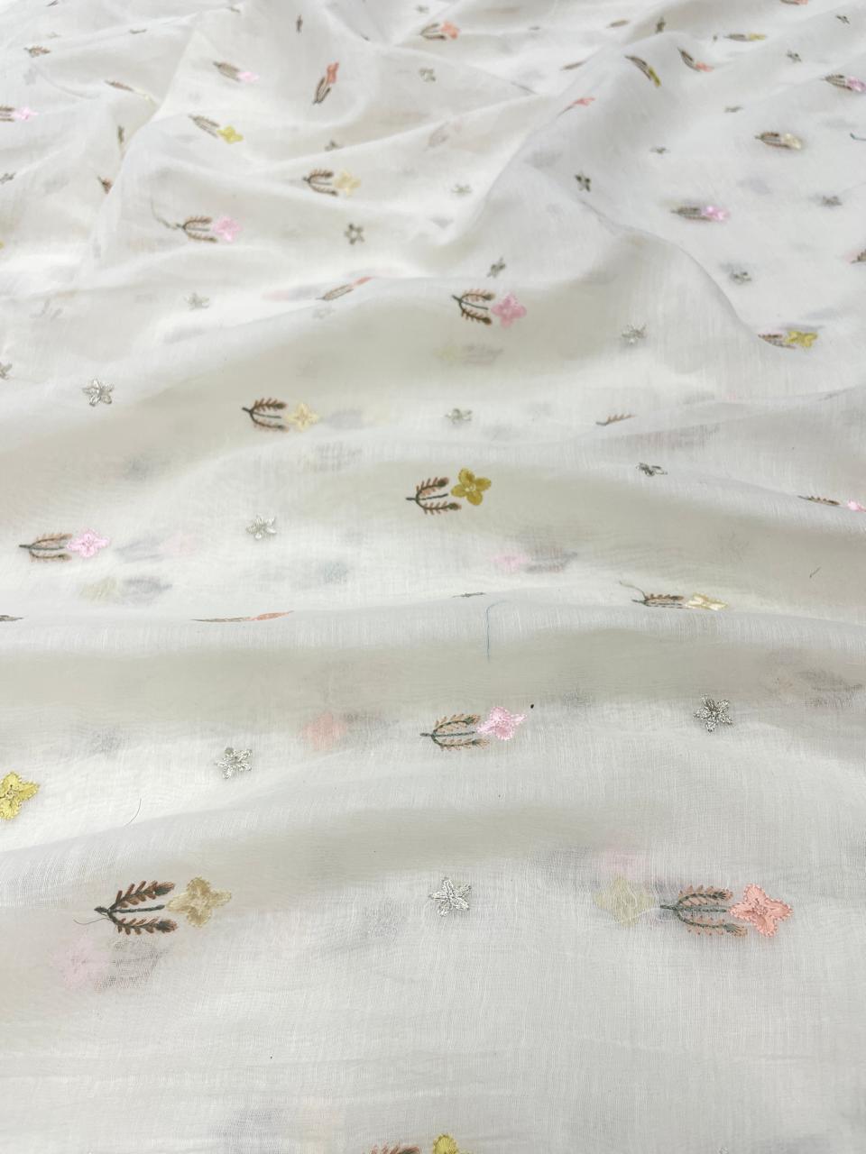 Pure Chanderi Embroidery (Color Available) 44"Inch