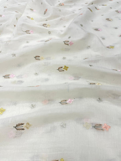 Pure Chanderi Embroidery (Color Available) 44"Inch