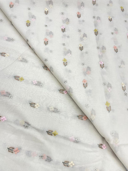 Pure Chanderi Embroidery (Color Available) 44"Inch