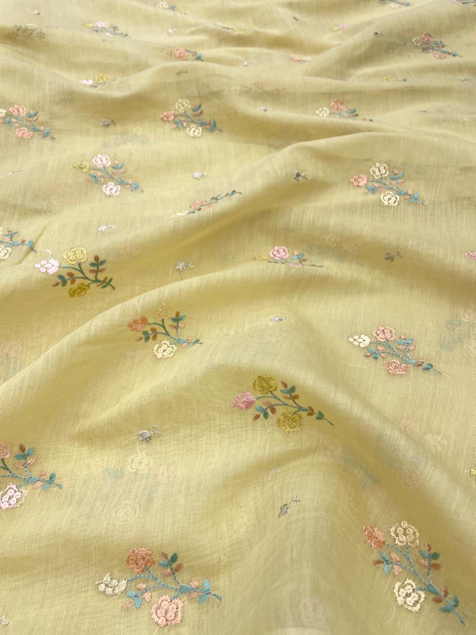 Pure Chanderi Embroidery (Color Available) 44"Inch