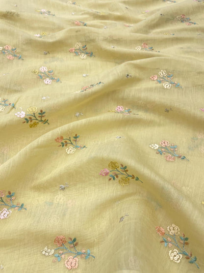 Pure Chanderi Embroidery (Color Available) 44"Inch