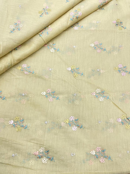 Pure Chanderi Embroidery (Color Available) 44"Inch