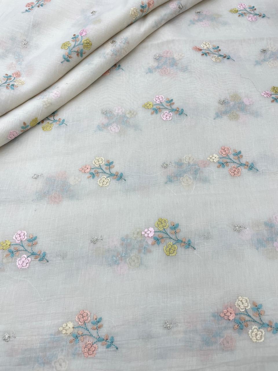 Pure Chanderi Embroidery (Color Available) 44"Inch