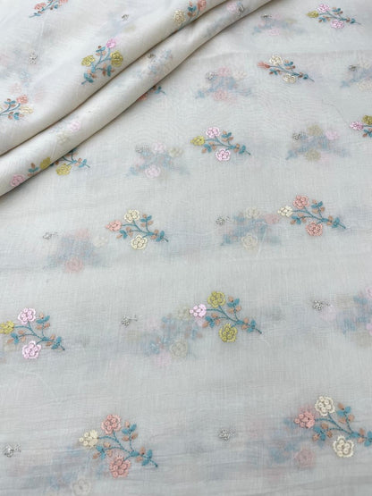 Pure Chanderi Embroidery (Color Available) 44"Inch