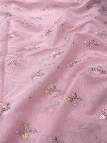 Pure Chanderi Embroidery (Color Available) 44"Inch