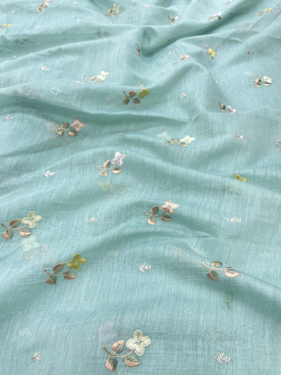 Pure Chanderi Embroidery (Color Available) 44"Inch