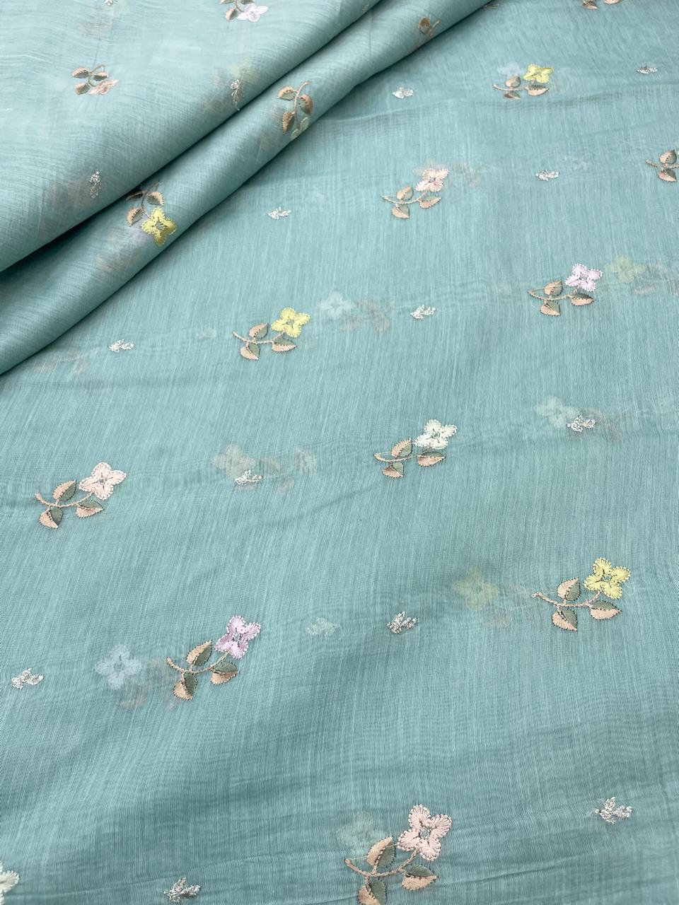 Pure Chanderi Embroidery (Color Available) 44"Inch