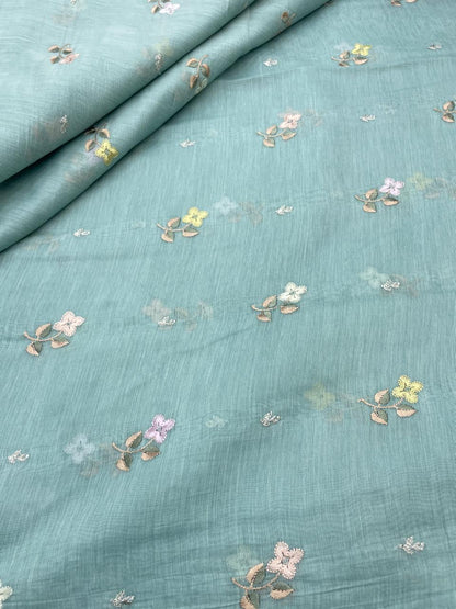 Pure Chanderi Embroidery (Color Available) 44"Inch