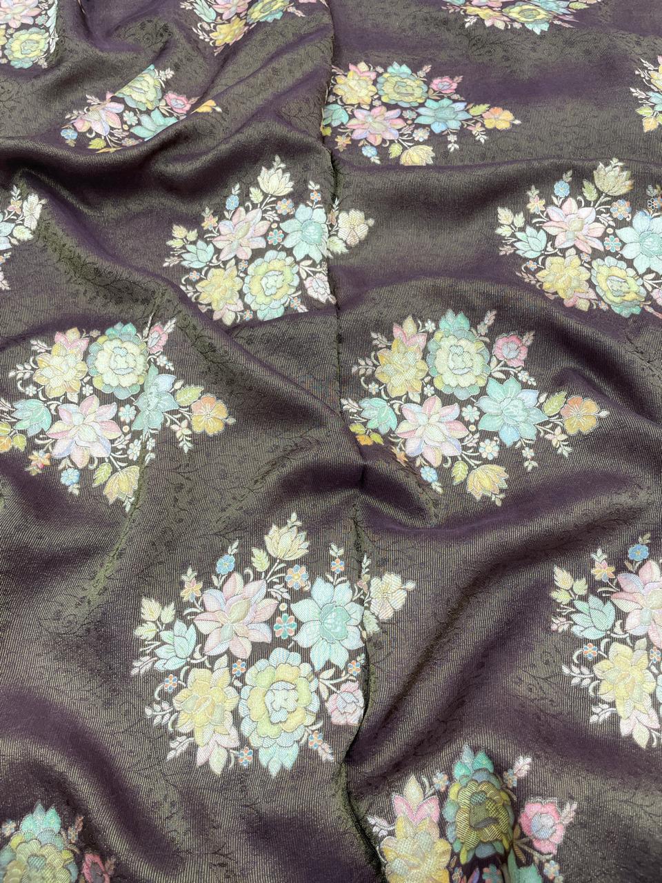 Banarasi Tissue Brocade With Position Print