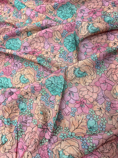 Dola Silk Position Print With Embroidery