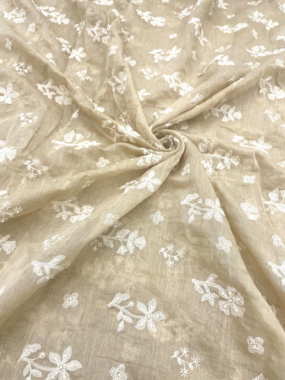 Pure Chanderi Embroidery (Color Available) 44"Inch