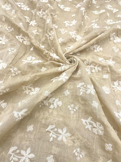 Pure Chanderi Embroidery (Color Available) 44"Inch