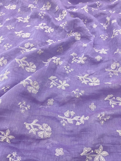 Pure Chanderi Embroidery (Color Available) 44"Inch