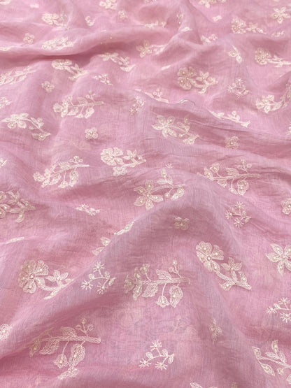 Pure Chanderi Embroidery (Color Available) 44"Inch